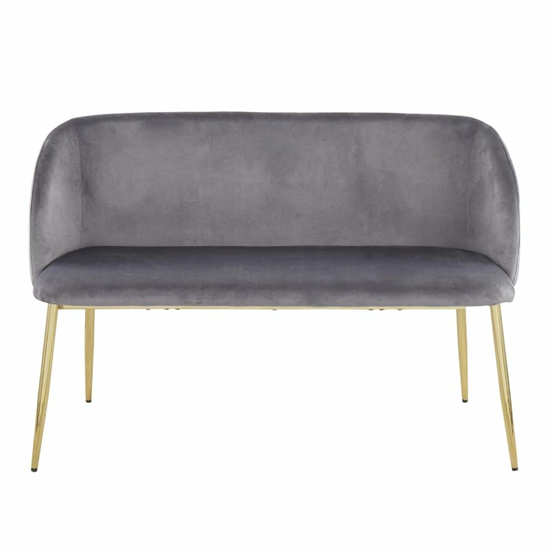 Outlet β¨ LumiSource Fran 17.5" Steel And Velvet Bench In Gold And Gray π 3 Outlet β¨ LumiSource Fran 17.5" Steel And Velvet Bench In Gold And Gray π - Image 3