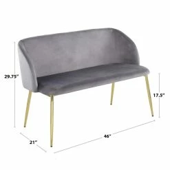 Outlet β¨ LumiSource Fran 17.5" Steel And Velvet Bench In Gold And Gray π 19 Outlet β¨ LumiSource Fran 17.5" Steel And Velvet Bench In Gold And Gray π -Bedroom Benches Store 2568041 9 L