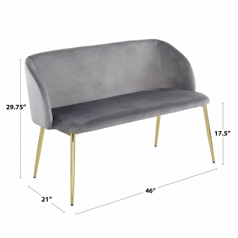 Outlet β¨ LumiSource Fran 17.5" Steel And Velvet Bench In Gold And Gray π 10 Outlet β¨ LumiSource Fran 17.5" Steel And Velvet Bench In Gold And Gray π - Image 10