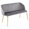 Outlet ✨ LumiSource Fran 17.5" Steel And Velvet Bench In Gold And Gray 🎁