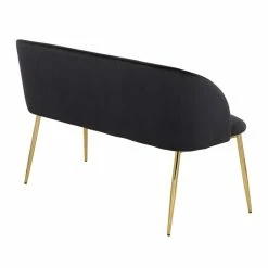 Outlet 🎉 LumiSource Fran 17.5" Steel And Velvet Bench In Gold And Black 🎉 -Bedroom Benches Store 2568165 4 L