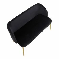 Outlet 🎉 LumiSource Fran 17.5" Steel And Velvet Bench In Gold And Black 🎉 -Bedroom Benches Store 2568165 6 L