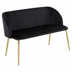 Outlet 🎉 LumiSource Fran 17.5" Steel And Velvet Bench In Gold And Black 🎉