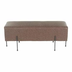 Brand new 🎉 LumiSource Daniella 15.5" PU Leather And Metal Bench In Black/Espresso 🔥 -Bedroom Benches Store 2568181 4 L