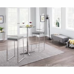 Deals 🌟 LumiSource Daniella 15.5" Painted Steel And Fabric Bench In Black/Gray 😉 -Bedroom Benches Store 2568182 10 L