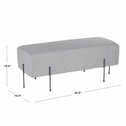 Deals 🌟 LumiSource Daniella 15.5" Painted Steel And Fabric Bench In Black/Gray 😉 -Bedroom Benches Store 2568182 11 L