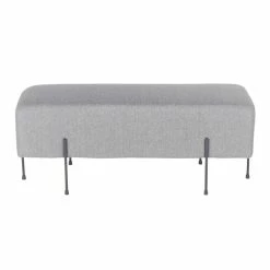Deals 🌟 LumiSource Daniella 15.5" Painted Steel And Fabric Bench In Black/Gray 😉 -Bedroom Benches Store 2568182 3 L