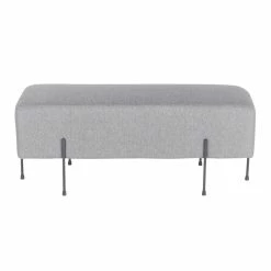 Deals 🌟 LumiSource Daniella 15.5" Painted Steel And Fabric Bench In Black/Gray 😉 -Bedroom Benches Store 2568182 5 L
