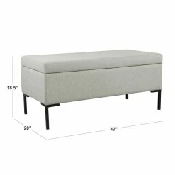 Wholesale ⌛ HomePop 18.5" Large Sustainable Woven Fabric Storage Bench W/ Metal Legs In Gray ⌛ -Bedroom Benches Store 2573856 11 L