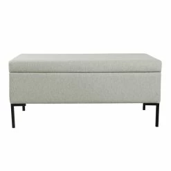 Wholesale ⌛ HomePop 18.5" Large Sustainable Woven Fabric Storage Bench W/ Metal Legs In Gray ⌛ -Bedroom Benches Store 2573856 2 L