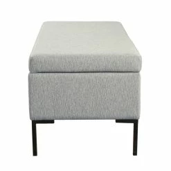 Wholesale ⌛ HomePop 18.5" Large Sustainable Woven Fabric Storage Bench W/ Metal Legs In Gray ⌛ -Bedroom Benches Store 2573856 3 L