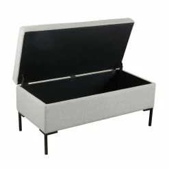 Wholesale ⌛ HomePop 18.5" Large Sustainable Woven Fabric Storage Bench W/ Metal Legs In Gray ⌛ -Bedroom Benches Store 2573856 5 L