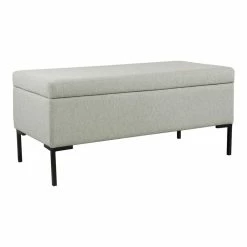Wholesale β HomePop 18.5" Large Sustainable Woven Fabric Storage Bench W/ Metal Legs In Gray β