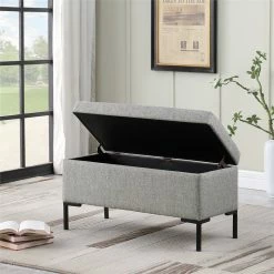 Cheapest π₯° HomePop 17.5" Medium Modern Woven Fabric Storage Bench With Metal Legs In Gray π 14 Cheapest π₯° HomePop 17.5" Medium Modern Woven Fabric Storage Bench With Metal Legs In Gray π -Bedroom Benches Store 2573859 10 L