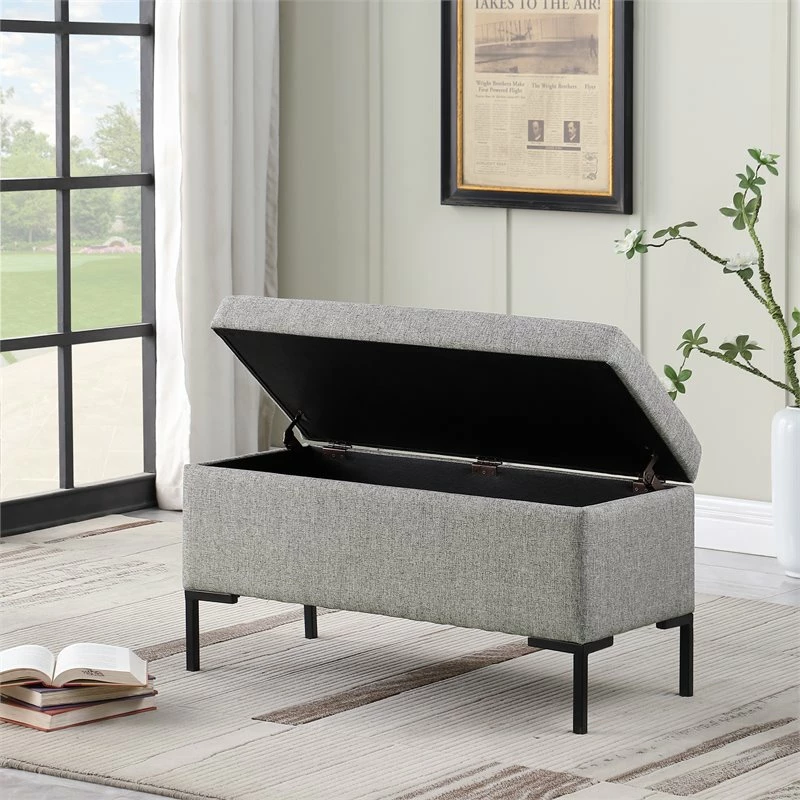 Cheapest π₯° HomePop 17.5" Medium Modern Woven Fabric Storage Bench With Metal Legs In Gray π 3 Cheapest π₯° HomePop 17.5" Medium Modern Woven Fabric Storage Bench With Metal Legs In Gray π - Image 3