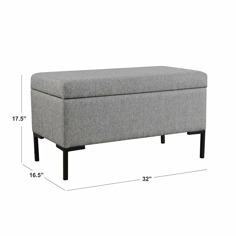 Cheapest π₯° HomePop 17.5" Medium Modern Woven Fabric Storage Bench With Metal Legs In Gray π 4 Cheapest π₯° HomePop 17.5" Medium Modern Woven Fabric Storage Bench With Metal Legs In Gray π - Image 4