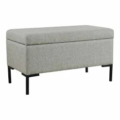 Cheapest 🥰 HomePop 17.5" Medium Modern Woven Fabric Storage Bench With Metal Legs In Gray 👏