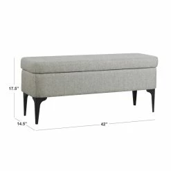 Top 10 ❤️ HomePop 17.5" Large Modern Sustainable Woven Fabric Storage Bench In Gray 🔥 -Bedroom Benches Store 2573864 11 L