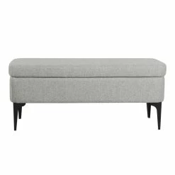Top 10 ❤️ HomePop 17.5" Large Modern Sustainable Woven Fabric Storage Bench In Gray 🔥 -Bedroom Benches Store 2573864 2 L