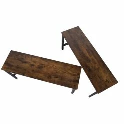 Cheapest 🎁 Benzara Wooden Top Indoor Bench With Metal Legs Set Of 2 Rustic Brown And Black ⌛ -Bedroom Benches Store 2575296 4 L