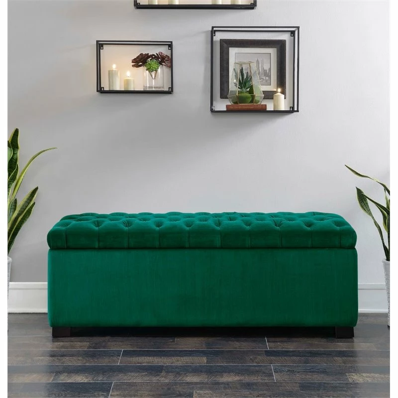Best deal π₯ Maklaine Velvet Fabric Made π Shoe Storage Bench In Emerald Finish π― 8 Best deal π₯ Maklaine Velvet Fabric Made π Shoe Storage Bench In Emerald Finish π― - Image 8