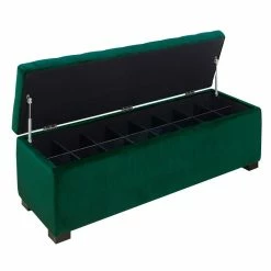 Best deal π₯ Maklaine Velvet Fabric Made π Shoe Storage Bench In Emerald Finish π― 14 Best deal π₯ Maklaine Velvet Fabric Made π Shoe Storage Bench In Emerald Finish π― -Bedroom Benches Store 2578571 2 L