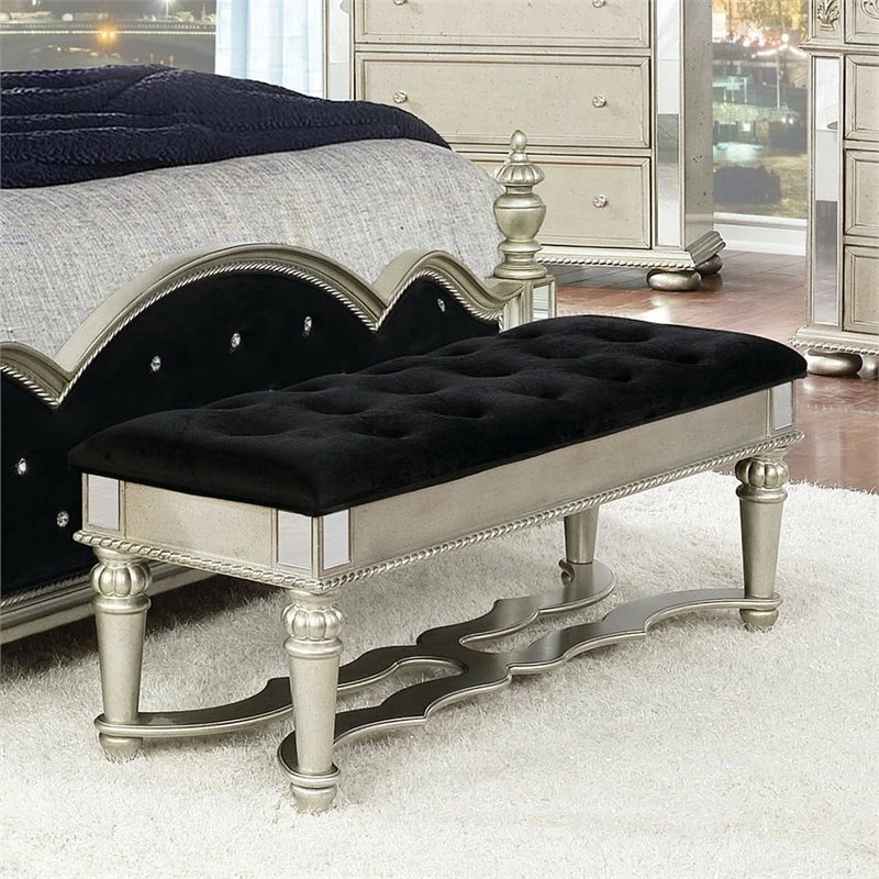 Budget π Pemberly Row Traditional Upholstered Bench In Metallic Platinum Finish βοΈ 2 Budget π Pemberly Row Traditional Upholstered Bench In Metallic Platinum Finish βοΈ - Image 2