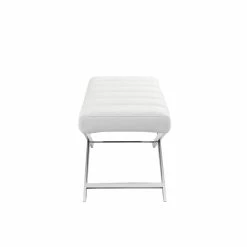 Discount β€οΈ Modrest Xane 18" Contemporary Faux Leather & Stainless Steel Bench In White π 6 Discount β€οΈ Modrest Xane 18" Contemporary Faux Leather & Stainless Steel Bench In White π -Bedroom Benches Store 2594682 2 L