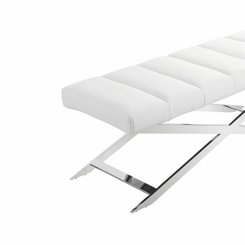 Discount β€οΈ Modrest Xane 18" Contemporary Faux Leather & Stainless Steel Bench In White π 4 Discount β€οΈ Modrest Xane 18" Contemporary Faux Leather & Stainless Steel Bench In White π - Image 4