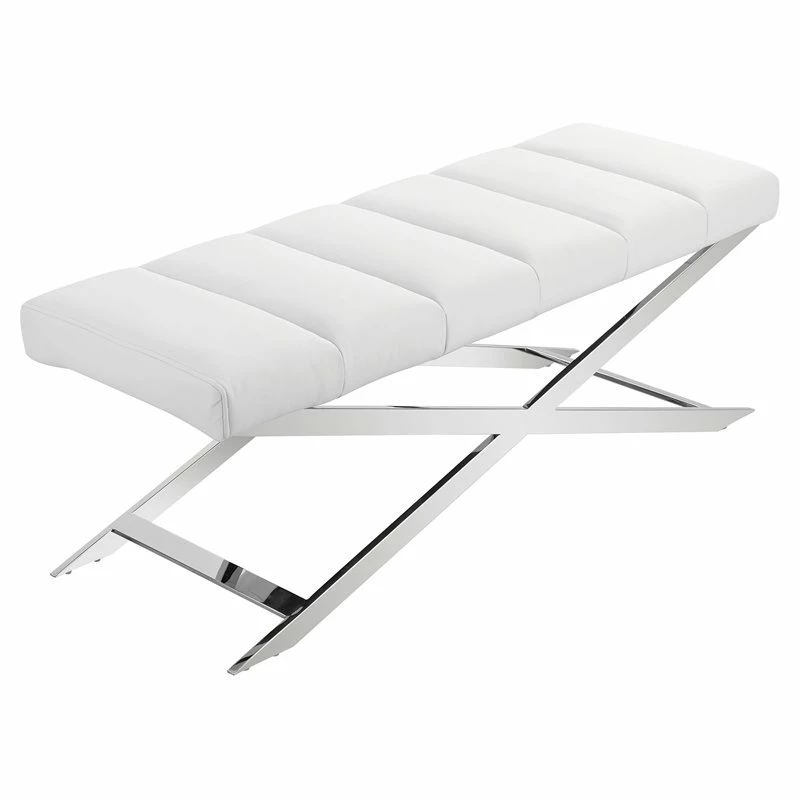 Discount β€οΈ Modrest Xane 18" Contemporary Faux Leather & Stainless Steel Bench In White π 1 Discount β€οΈ Modrest Xane 18" Contemporary Faux Leather & Stainless Steel Bench In White π