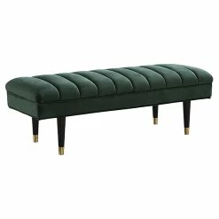 New 😀 Divani Casa Ritner 19" Modern Velvet & Metal Upholstered Bench In Green 😉