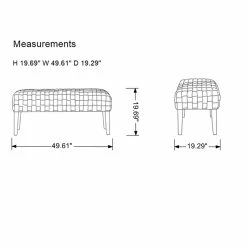 Discount 👍 Divani Casa Tracy 20" Modern Acrylic & Velvet Upholstered Bench In Blue 😉 -Bedroom Benches Store 2594926 3 L