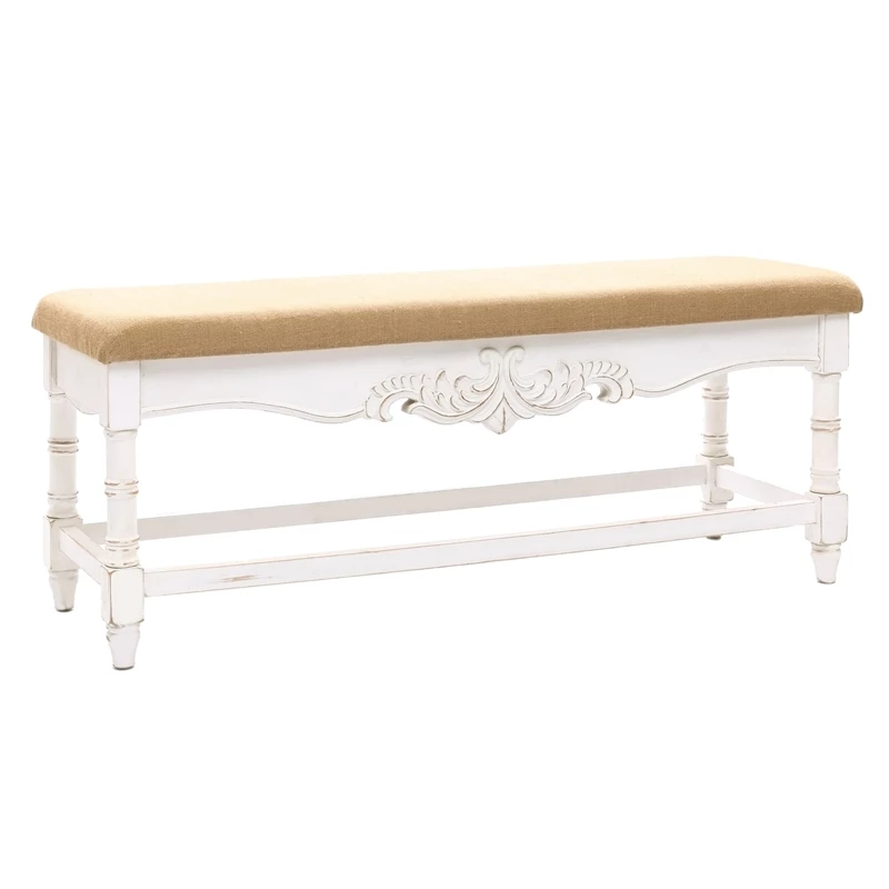 Promo 𧨠Luxen Home LuxenHome Upholstered Entry And Bedroom White Wood Bench π 4 Promo 𧨠Luxen Home LuxenHome Upholstered Entry And Bedroom White Wood Bench π - Image 4