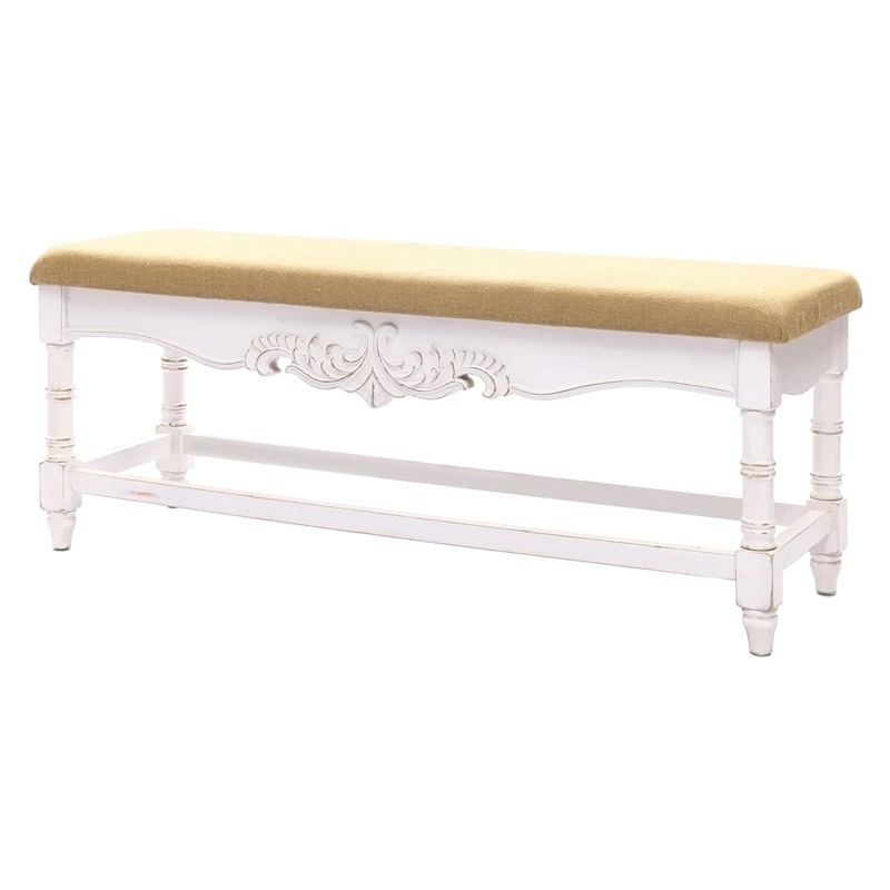 Promo 𧨠Luxen Home LuxenHome Upholstered Entry And Bedroom White Wood Bench π 5 Promo 𧨠Luxen Home LuxenHome Upholstered Entry And Bedroom White Wood Bench π - Image 5