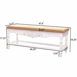 Promo 𧨠Luxen Home LuxenHome Upholstered Entry And Bedroom White Wood Bench π 21 Promo 𧨠Luxen Home LuxenHome Upholstered Entry And Bedroom White Wood Bench π -Bedroom Benches Store 2597952 21 L