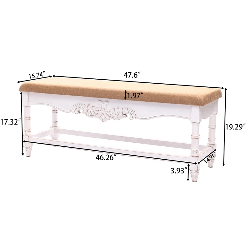 Promo 𧨠Luxen Home LuxenHome Upholstered Entry And Bedroom White Wood Bench π 11 Promo 𧨠Luxen Home LuxenHome Upholstered Entry And Bedroom White Wood Bench π - Image 11