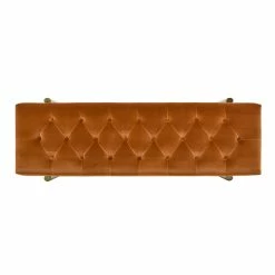 Discount ⌛ Maklaine Modern Velvet Upholstered Gold Accent Bench In Burnt Orange 🛒 -Bedroom Benches Store 2601331 5 L