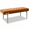 Discount ⌛ Maklaine Modern Velvet Upholstered Gold Accent Bench In Burnt Orange 🛒