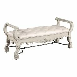 Brand new 🌟 Avalon Furniture 24" Traditional Solid Wood Bed Bench In Antique White ✨