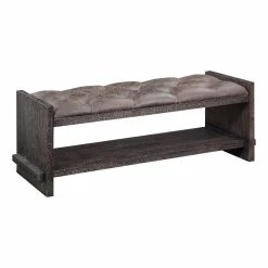 Best reviews of 😉 Avalon Furniture 19" Modern Solid Wood & Polyester Bed Bench In Brown ⭐