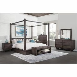 Best reviews of 😉 Avalon Furniture 19" Modern Solid Wood & Polyester Bed Bench In Brown ⭐ -Bedroom Benches Store 2603286 5 L