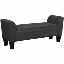 Promo 😉 Lilola Home Mila Black Velvet Fabric Ottoman Bench With Storage And Black Legs 🌟