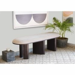 Best reviews of π Mango Furniture Co LTD Annabel Bench Upholstered In Gray Velvet With Dark Brown Solid Mango Wood Legs β