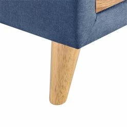 Discount 🤩 CRO Decor Upholstered Storage Ottoman Bench 2 Drawers With Rubber Wood Leg-Blue 😉 -Bedroom Benches Store 2628116 8 L