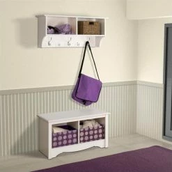 Budget 🛒 Prepac Monterey White Twin Cubby Bench 💯 -Bedroom Benches Store 3383 2 L