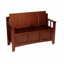 Promo 👏 Office Star Metro Entry Way Bench With Walnut Brown Finish 🔔 -Bedroom Benches Store 438441 3 L