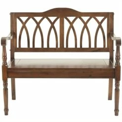 Cheap 😉 Safavieh Benjamin Pine Bench In Dark Walnut 🌟