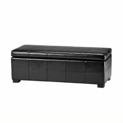 Best Sale 🔔 Safavieh Madison Leather Storage Bench In Black ⌛