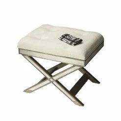 Outlet β€οΈ Butler Specialty Company Butler Specialty Loft Mirrored Tufted Vanity Stool In Pewter π