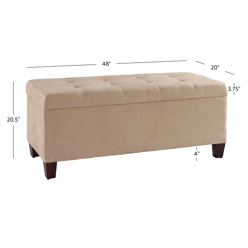 Best Sale π Linon Carmen Wood Upholstered π Shoe Storage Ottoman In Beige π 8 Best Sale π Linon Carmen Wood Upholstered π Shoe Storage Ottoman In Beige π - Image 8